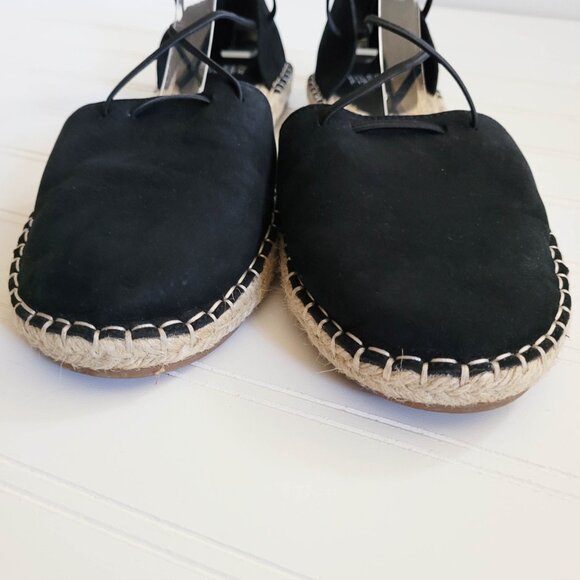Eileen Fisher Sandals Womens 8.5 Black Nubuck Lee Espadrille Flats - Picture 3 of 9